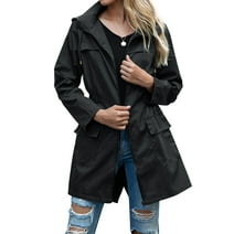 Alsol Lamesa Long Raincoat for Women Outdoor Lightweight Waterproof Rain Jackets Packable Hiking Zip up Hooded Windbreaker