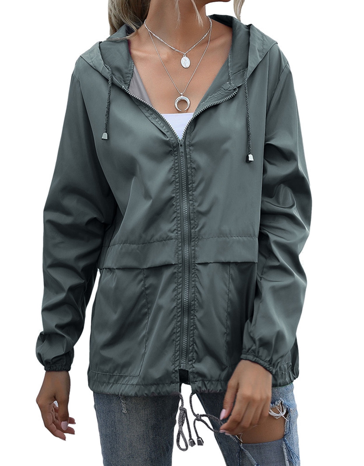 Alsol Lamesa Women's Waterproof Lightweight Rain Jacket, Hooded ...