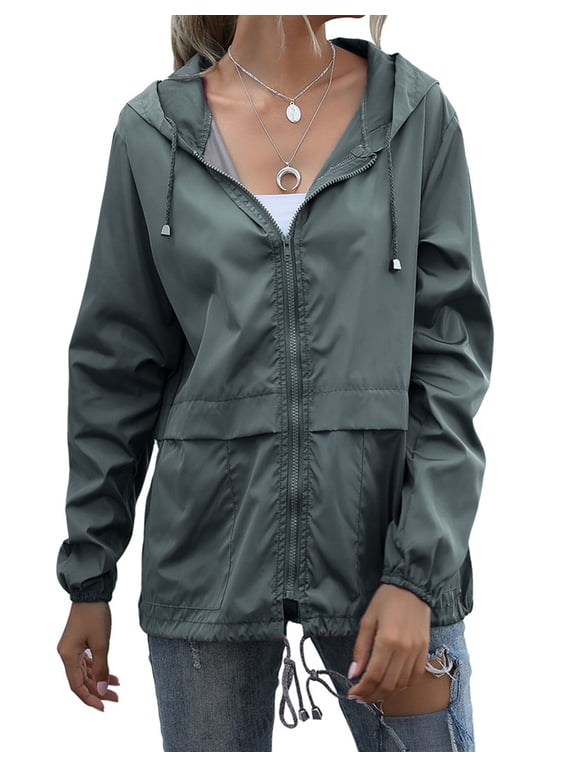 Rain Coats for Women Waterproof Lightweight Rain Jackets Windbreaker Packable Outdoor Hiking Hooded Jacket