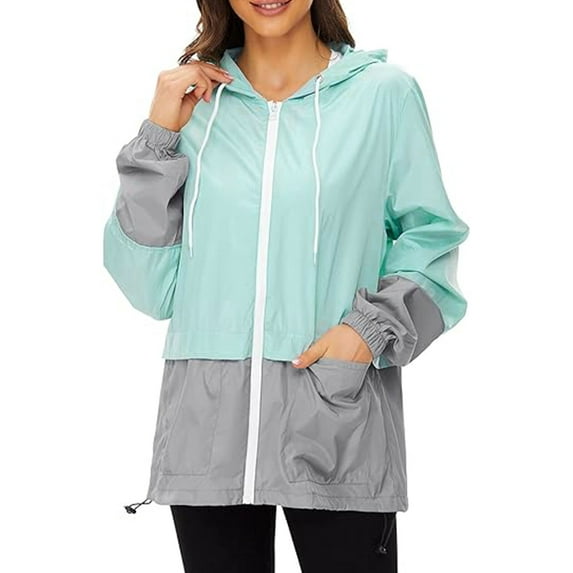 Alsol Lamesa Rain Jacket for Women Plus Size Waterproof Lightweight Rain Coats Color Block Jackets Windproof Windbreaker Packable Outdoor Hiking Hooded Jacket 3XL
