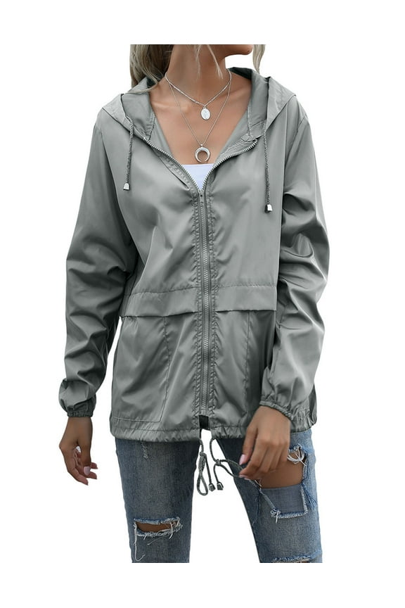 Rain Jacket for Women Waterproof Lightweight Rain Coats Windbreaker Packable Outdoor Hiking Hooded Jacket