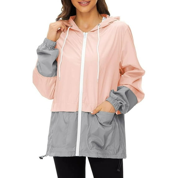 Alsol Lamesa Raincoats for Women Color Block Waterproof Lightweight Rain Jackets Windbreaker Packable Outdoor Hiking Hooded Jacket