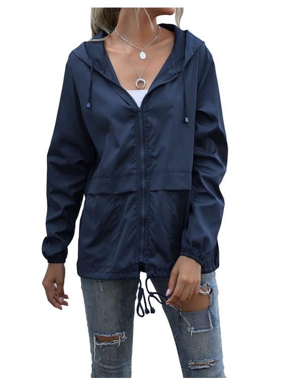 Raincoats for Women Waterproof Lightweight Rain Jackets Windbreaker Packable Outdoor Hiking Hooded Jacket