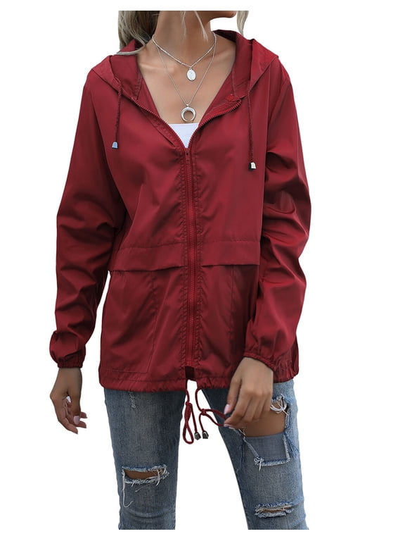 Raincoats for Women Waterproof Lightweight Rain Jackets Windbreaker Packable Outdoor Hiking Hooded Jacket