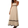 thumbnail image 1 of Alsol Lamesa Summer Dresses for Women Casual Smocked Sleeveless Boho Spaghetti Strap Party Beach Wedding Guest Dresses Cami Midi Dresses Beige,XL, 1 of 5