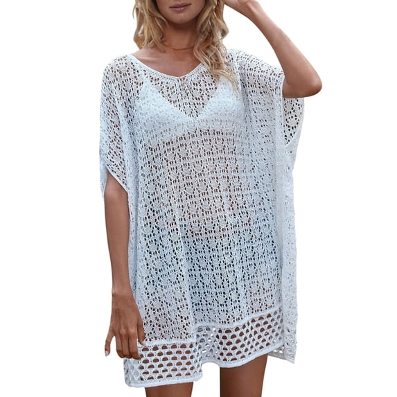 Alsol Lamesa Women's Bathing Suit Cover Ups Crochet Cover Up For Swimwear Beach Dress Bikini Cover-up