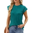 thumbnail image 1 of Alsol Lamesa Women's Crewneck T Shirt Cap Sleeve Summer Tops Trendy Casual Loose Tank Tops, 1 of 6