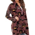 thumbnail image 1 of Alsol Lamesa Women's Halloween Pumpkin Cat Print Knitting Cardigan Casual Long Sleeve Open Front Drape Knitted Cardigans Sweater Outwear Coat, 1 of 3