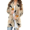 thumbnail image 1 of Alsol Lamesa Women's Halloween Pumpkin Cat Print Knitting Cardigan Casual Long Sleeve Open Front Drape Knitted Cardigans Sweater Outwear Coat, 1 of 3