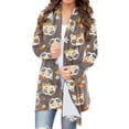 thumbnail image 1 of Alsol Lamesa Women's Halloween Pumpkin Cat Print Knitting Cardigan Plus Size Casual Long Sleeve Open Front Drape Knitted Cardigans Sweater Outwear Coat, 1 of 3