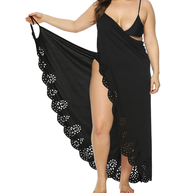 Alsol Lamesa Women's Plus Size Swimsuit Cover up Sleeveless Spaghetti Strap  Beach Wear Backless Summer Wrap Cami Dresses Alsol Lamesa Streetwear Female  