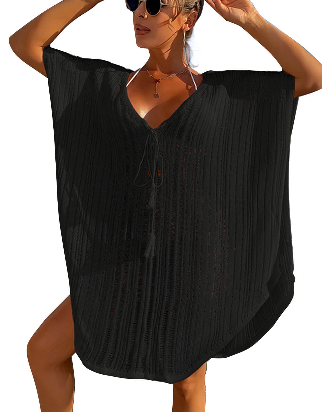 Alsol Lamesa Women's Plus Size Swimsuit Cover up Openwork Sexy Crochet Coverup  Beach Bathing Suit Cover-ups - Walmart.com