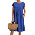 thumbnail image 1 of Alsol Lamesa Women's Plus Size T-Shirt Dress Pleated Casual Loose Summer Shirt Dress for Female, 1 of 3