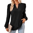 thumbnail image 1 of Alsol Lamesa Womens Boho Jacquard Print V Neck Shirt Blouses Casual Puff Sleeve Tunic Tops Female, 1 of 6