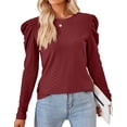 thumbnail image 1 of Alsol Lamesa Womens Puff Long Sleeve Fall Tunic Tops Dressy Crewneck Knit Top Casual 2032 Trendy Tshirts Blouses Shirts for Women, 1 of 6