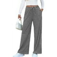 thumbnail image 1 of Alsol Lamesa Womens Striped Wide Leg Pants Casual Drawstring Elastic Waist Lightweight Y2K Yoga Trousers Palazzo Pants Ribbed Sweatpants with Pockets, 1 of 6