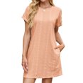thumbnail image 1 of Alsol Lamesa Womens Summer Dresses Fashion 2025 Eyelet Short Sleeve Crewneck Summer Mini Dress with Packets,Size S-2XL, 1 of 6