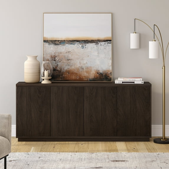 Evelyn&Zoe Modern/Contemporary 68" Wide Alder Brown Buffet Table