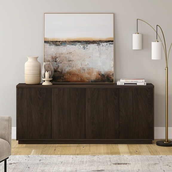 Alston 68" Wide Rectangular Fluted Buffet Table in Alder Brown