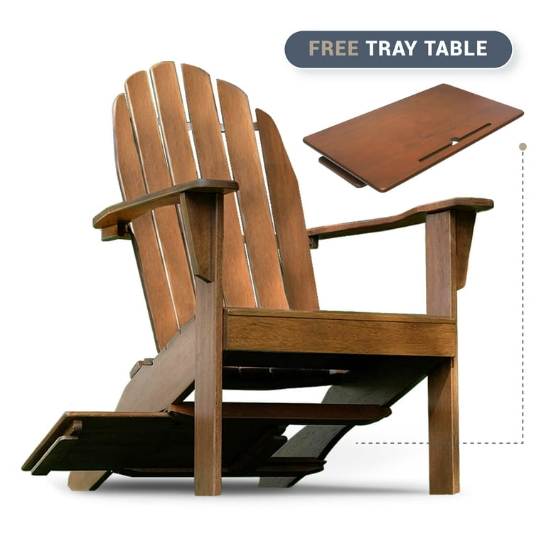 Alston Mahogany Outdoor Adirondack Chair, Free Tray Table, Natural