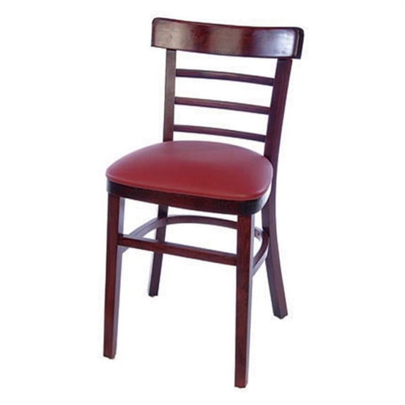 Alston Quality 1105-UP-M-Black Walnut Ladder Back Side Chair With Upholstered Seat Mahogany Frame