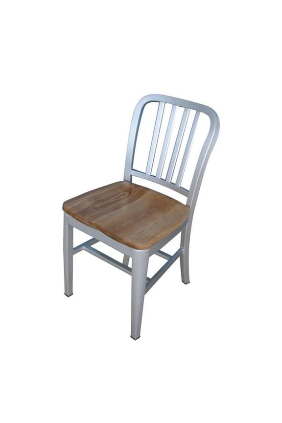 3013 Aluminum Dining Chair With Natural Wood Seat