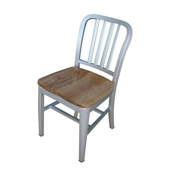 Alston Quality 3013 Aluminum Dining Chair With Natural Wood Seat
