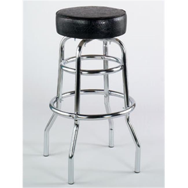 Black Vinyl and Chrome Swivel Bar Stool with Double Ring