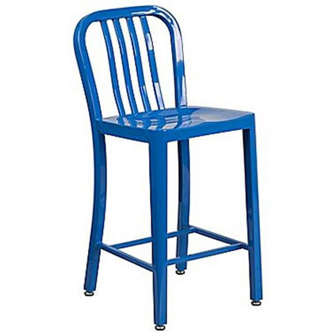 Alston 24" Blue Metal Counter Stool with Foot Ring