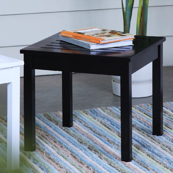Alston Solid Wood Patio Side Table Black Finish