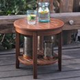 thumbnail image 1 of Alston Solid Wood Round Patio Side Table Natural Brown Finish, 1 of 7