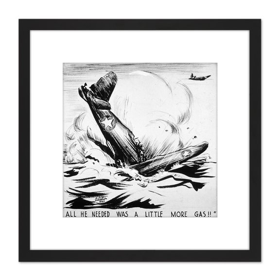 Alston War WWII Needed Gas Aeroplane Crash Advert 8X8 Inch Square Wooden Framed Wall Art Print Picture with Mount