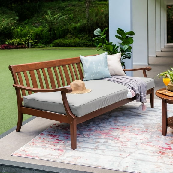 Alston Wood Outdoor Sofa Daybed with Oyster Cushion