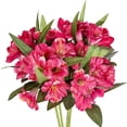 thumbnail image 1 of Alstroemeria Artificial Flowers Peruvian Lily Silk Petals 18” Long Stems Faux Bouquet, 4pcs Bundle (Pink-Violet), 1 of 11