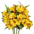 thumbnail image 1 of Alstroemeria Artificial Flowers Peruvian Lily Silk Petals 18” Long Stems Faux Bouquet, 4pcs Bundle (Yellow), 1 of 11