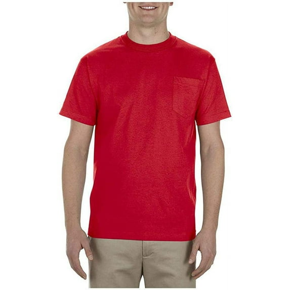 Alstyle 1305 Men's Cotton Pocket T-Shirt Red S