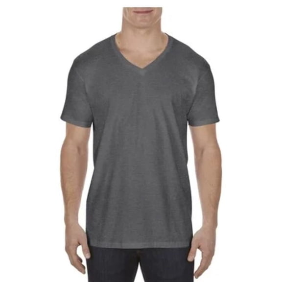 Alstyle 5300 Adult Ringspun Cotton V-Neck T-Shirt Charcoal Heathers S