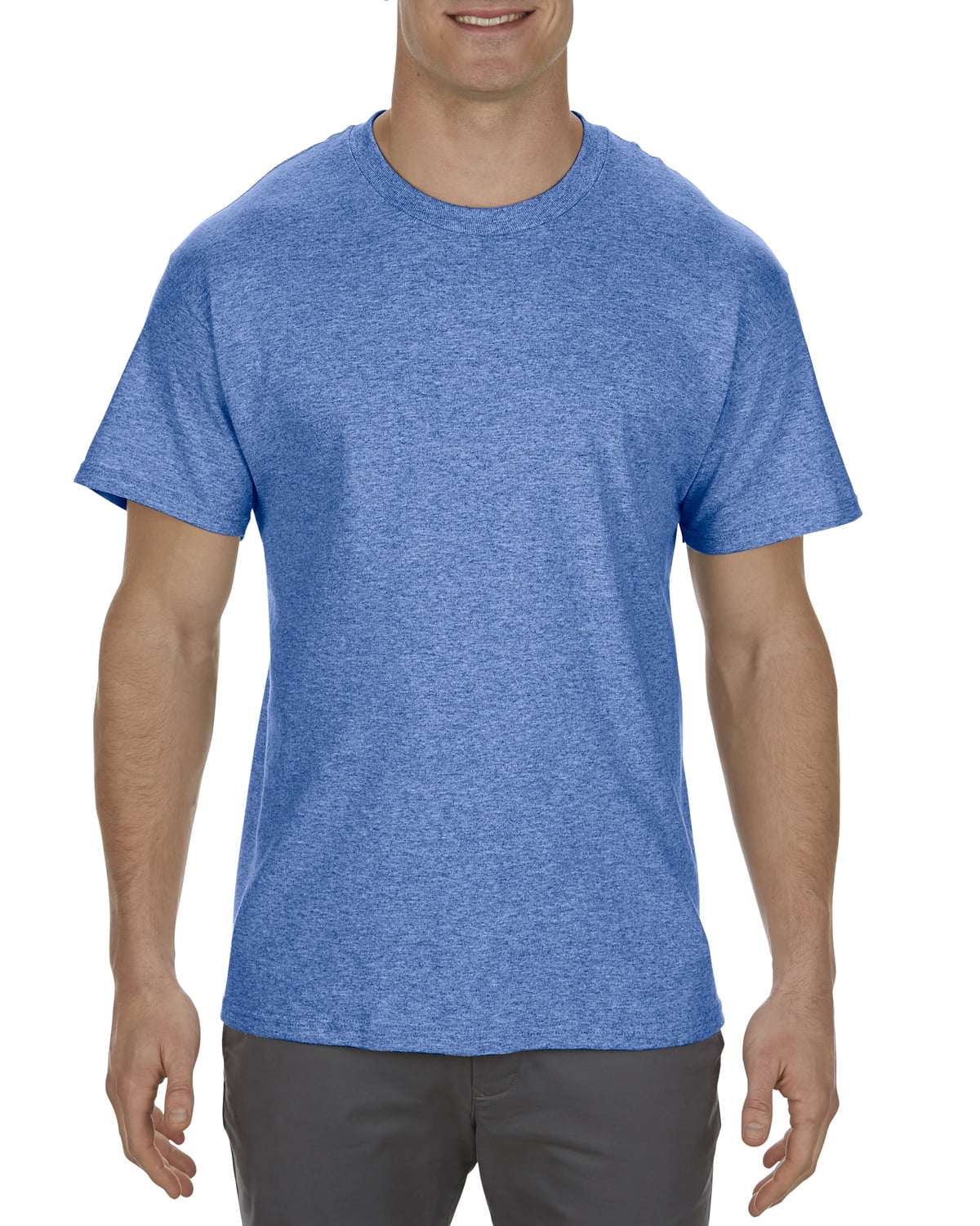 AL1901 Heather Navy Large Cotton - - oz., T-Shirt 5.1 Alstyle 100% Adult