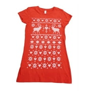 Alstyle Womens Red Reindeer Heart Snowflake Fitted Short Sleeve T-Shirt 2X