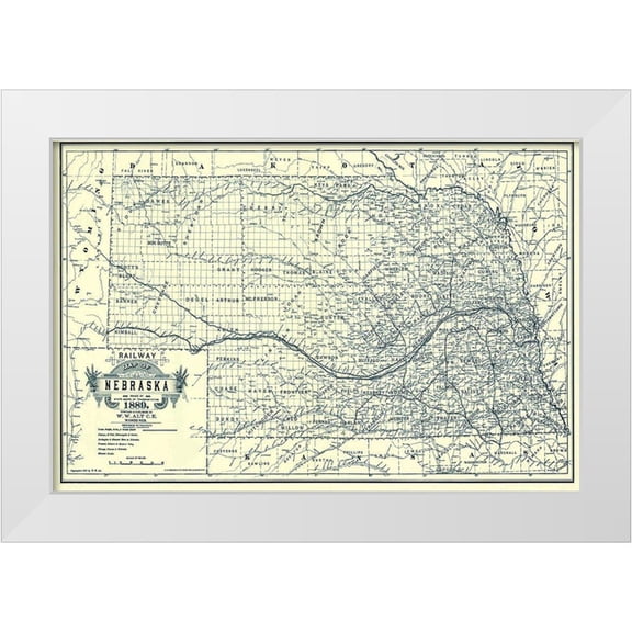 Alt 14x11 White Modern Wood Framed Museum Art Print Titled - Nebraska Railway - Alt 1889