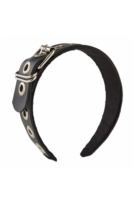 Alt Headband for Women - Gothic Metal Buckle Punk Style PU Hair Accessory for Washing Face & Makeup - Edgy Hair Bands