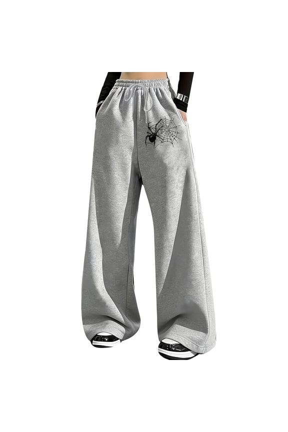 Alt Sweatpants Goth Emo Polyester Elastic Waist Drawstring Baggy Graphic Pants for Teen Boys and Young Men