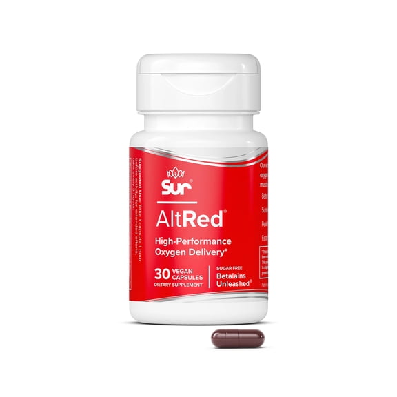 AltRed Sur Beet Root Capsules for Muscle Recovery and Sports Nutrition - 25% Betalain Extract Pre Workout & Nitric Oxide Supplement for Endurance Athletes - NSF Certified for Sport