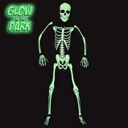 AltSkin Adult/Kids Full Body Stretch Fabric Zentai Suit Costume - Glow in the Dark Skeleton (Small)