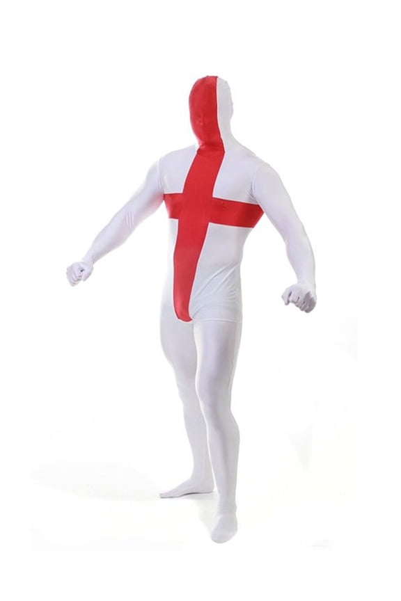 Full Body Spandex World Cup Zentai Suit - England Flag Design - Bodysuit Costume (Medium (5'9" - 5'11"))