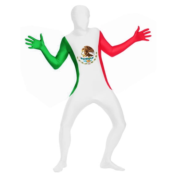 AltSkin Full Body Spandex World Cup Zentai Suit - Mexico Flag Design - Bodysuit Costume (Large (5'11" - 6'3"))