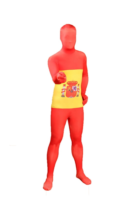 Full Body Spandex World Cup Zentai Suit - Spain Flag Design - Bodysuit Costume (X-Large (6'3" - 6'7"))