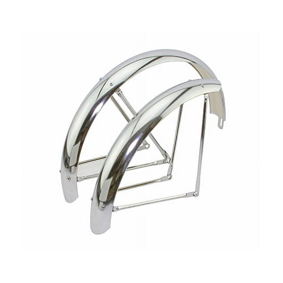 Alta Bicycle 24" Classic Wide Balloon Adjustable Fender Set in Steel Bicycle Chrome