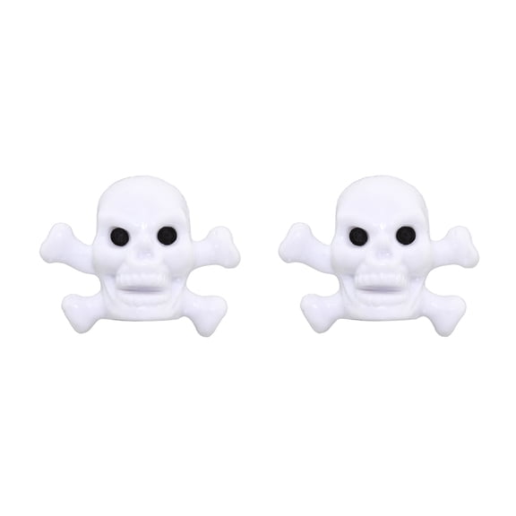 Alta Bicycle Bike Bicycle Skull & Bones Schrader Valve Caps, Multiple Colors (White)