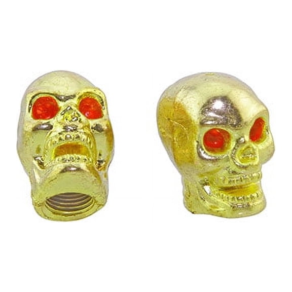 Alta Bicycle Bike Bicycle Skull Schrader Valve Caps, Multiple Colors (Gold)